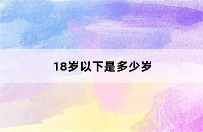 18岁以下是多少岁