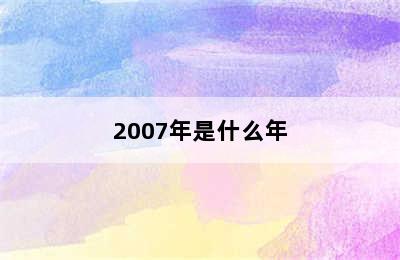 2007年是什么年