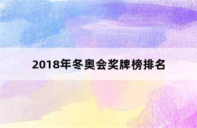 2018年冬奥会奖牌榜排名