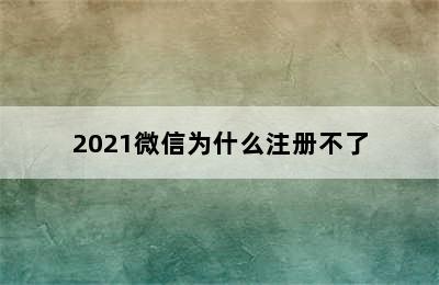 2021微信为什么注册不了