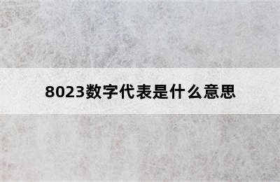 8023数字代表是什么意思