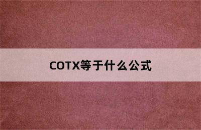 COTX等于什么公式