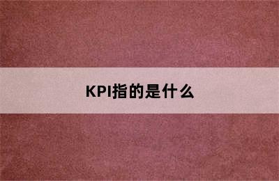 KPI指的是什么