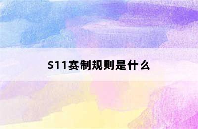 S11赛制规则是什么