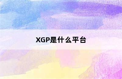 XGP是什么平台