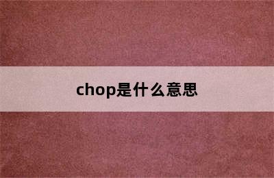 chop是什么意思