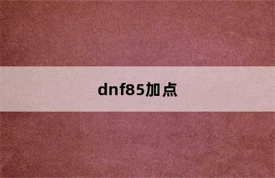 dnf85加点