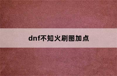 dnf不知火刷图加点