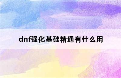 dnf强化基础精通有什么用