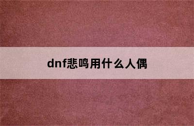 dnf悲鸣用什么人偶