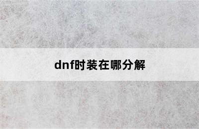 dnf时装在哪分解