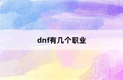 dnf有几个职业