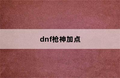 dnf枪神加点