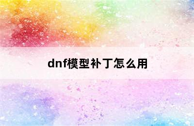 dnf模型补丁怎么用