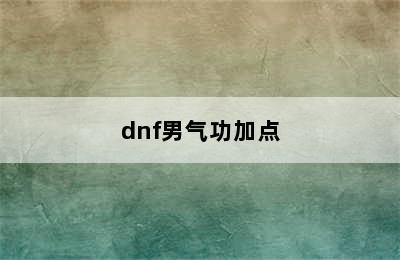 dnf男气功加点