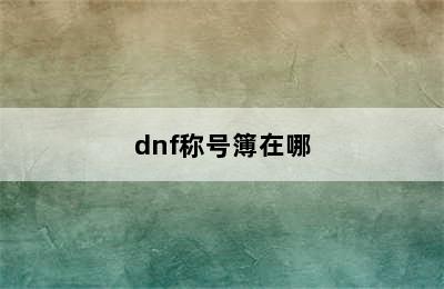 dnf称号簿在哪