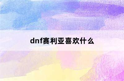 dnf赛利亚喜欢什么