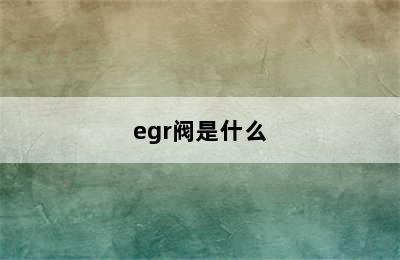 egr阀是什么