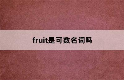 fruit是可数名词吗