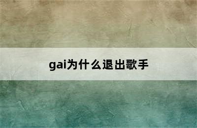 gai为什么退出歌手