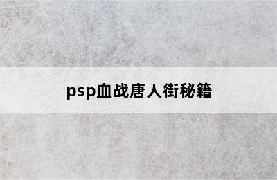 psp血战唐人街秘籍