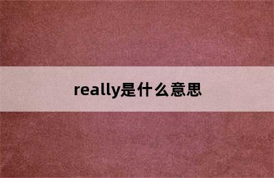 really是什么意思