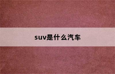 suv是什么汽车