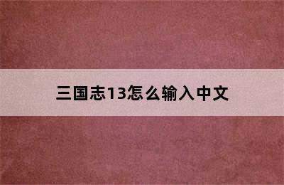 三国志13怎么输入中文