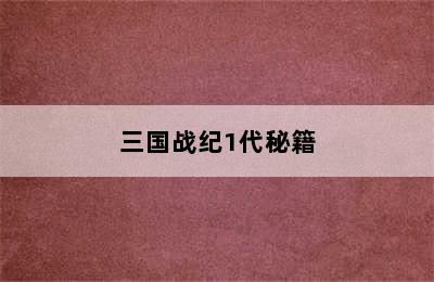 三国战纪1代秘籍