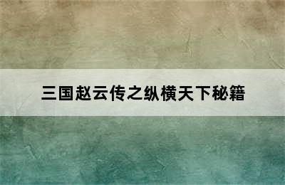 三国赵云传之纵横天下秘籍