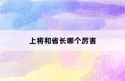 上将和省长哪个厉害