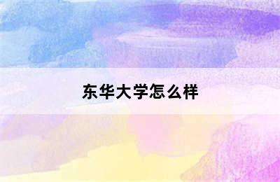 东华大学怎么样