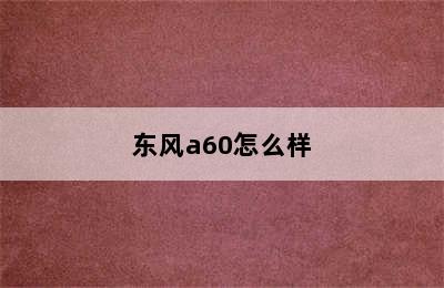 东风a60怎么样