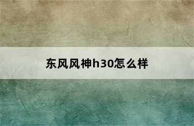 东风风神h30怎么样