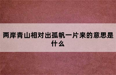 两岸青山相对出孤帆一片来的意思是什么