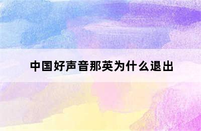 中国好声音那英为什么退出