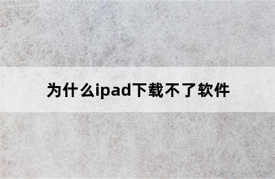 为什么ipad下载不了软件