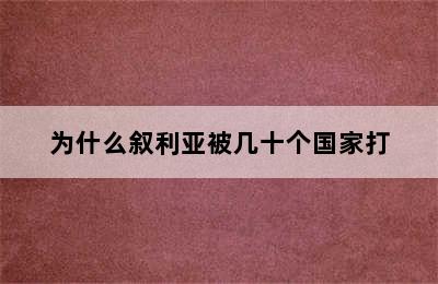 为什么叙利亚被几十个国家打