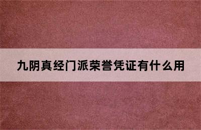 九阴真经门派荣誉凭证有什么用