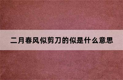 二月春风似剪刀的似是什么意思