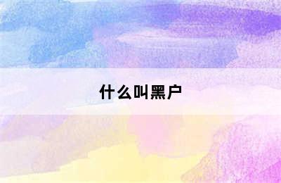 什么叫黑户