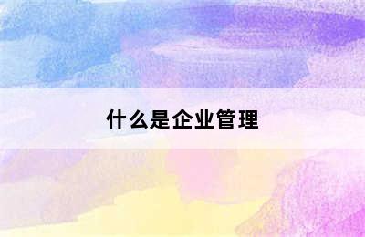 什么是企业管理