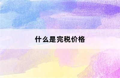 什么是完税价格