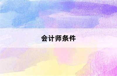 会计师条件