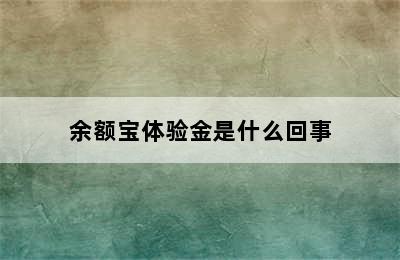 余额宝体验金是什么回事