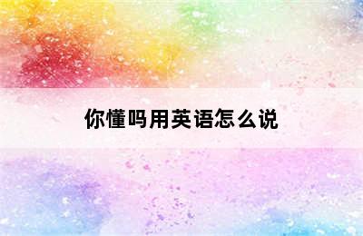 你懂吗用英语怎么说