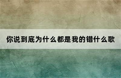 你说到底为什么都是我的错什么歌