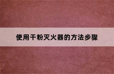 使用干粉灭火器的方法步骤