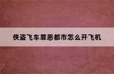 侠盗飞车罪恶都市怎么开飞机