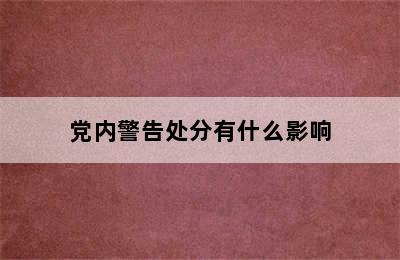 党内警告处分有什么影响